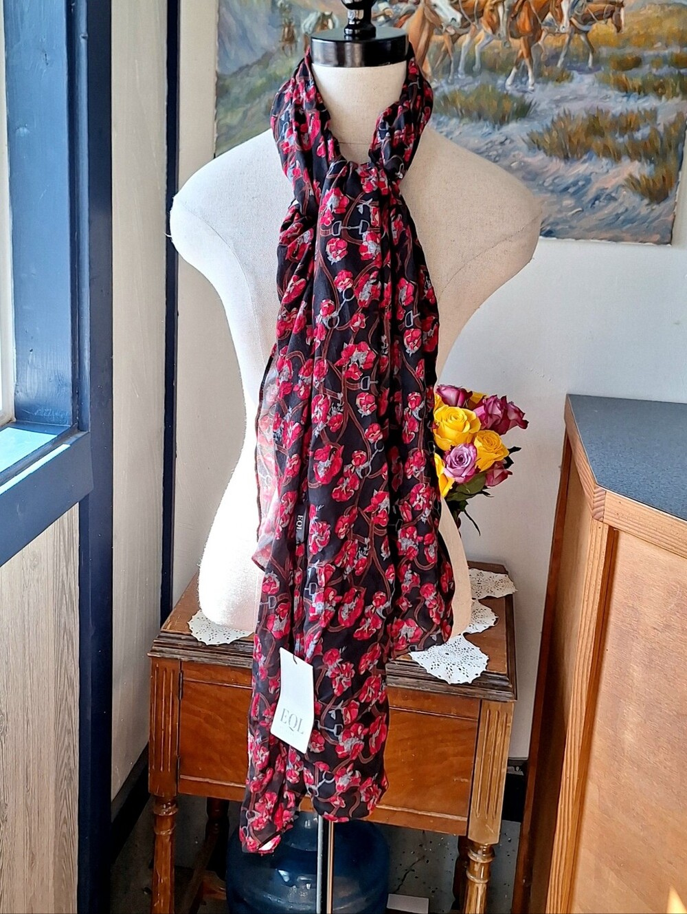 EQL by Kerrits Wrap It Up Equine Inspired Stirrup Scarf, Rn#107970, NWT